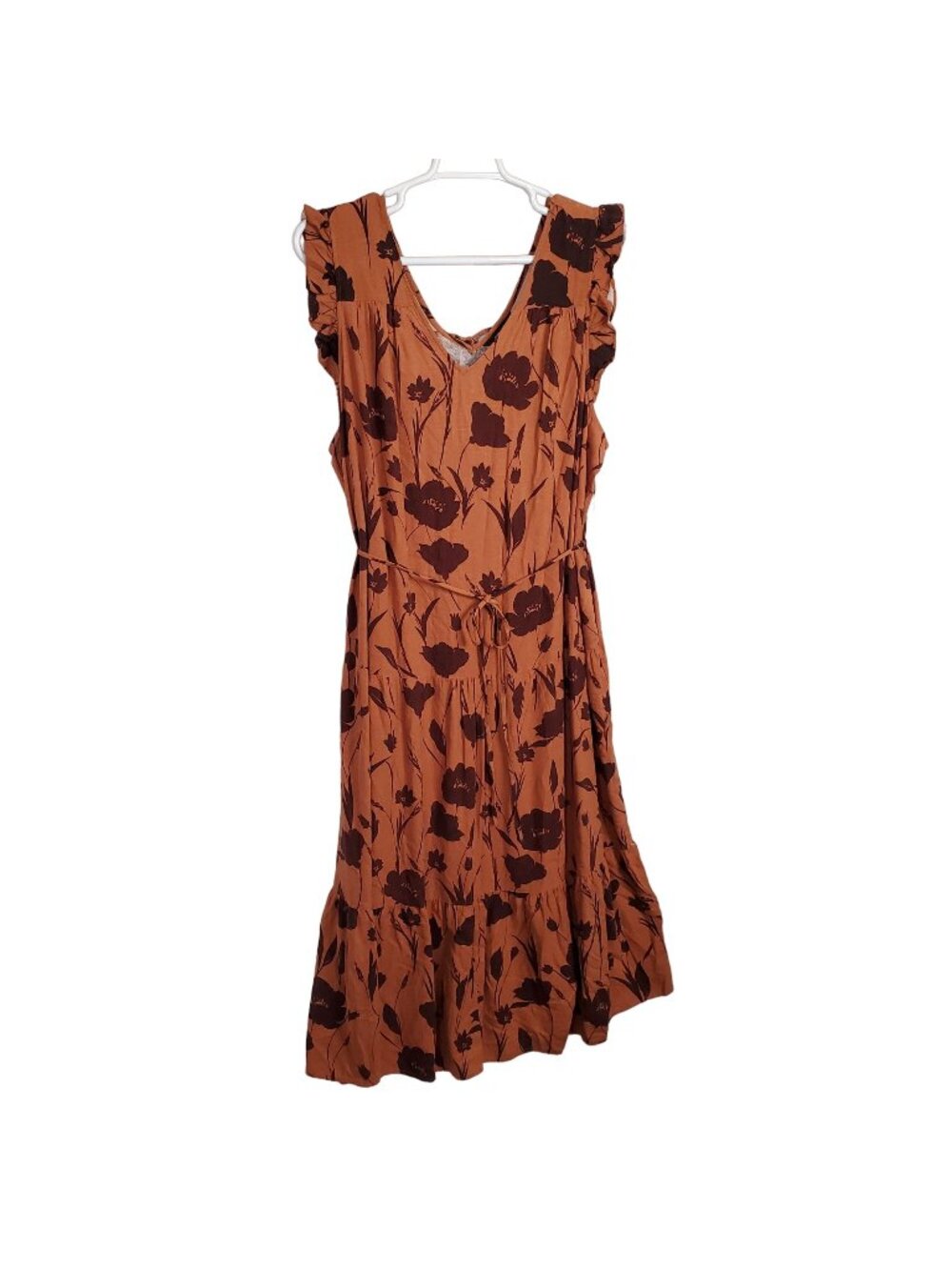 Simply Vera Wang NWT Sz 2X Dress Rayon Linen Tiered Ruffle Skirt Lined Maxi Full